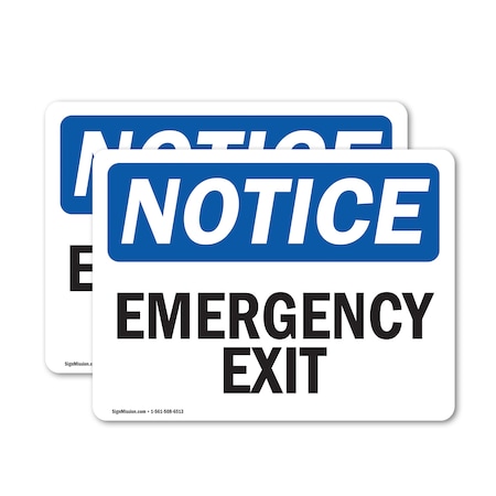 Signmission Exit Sign, Vinyl Decal, 14 in W, 10 in H, Emergency Exit OS-2PACK-NS-D-1014-L-11830